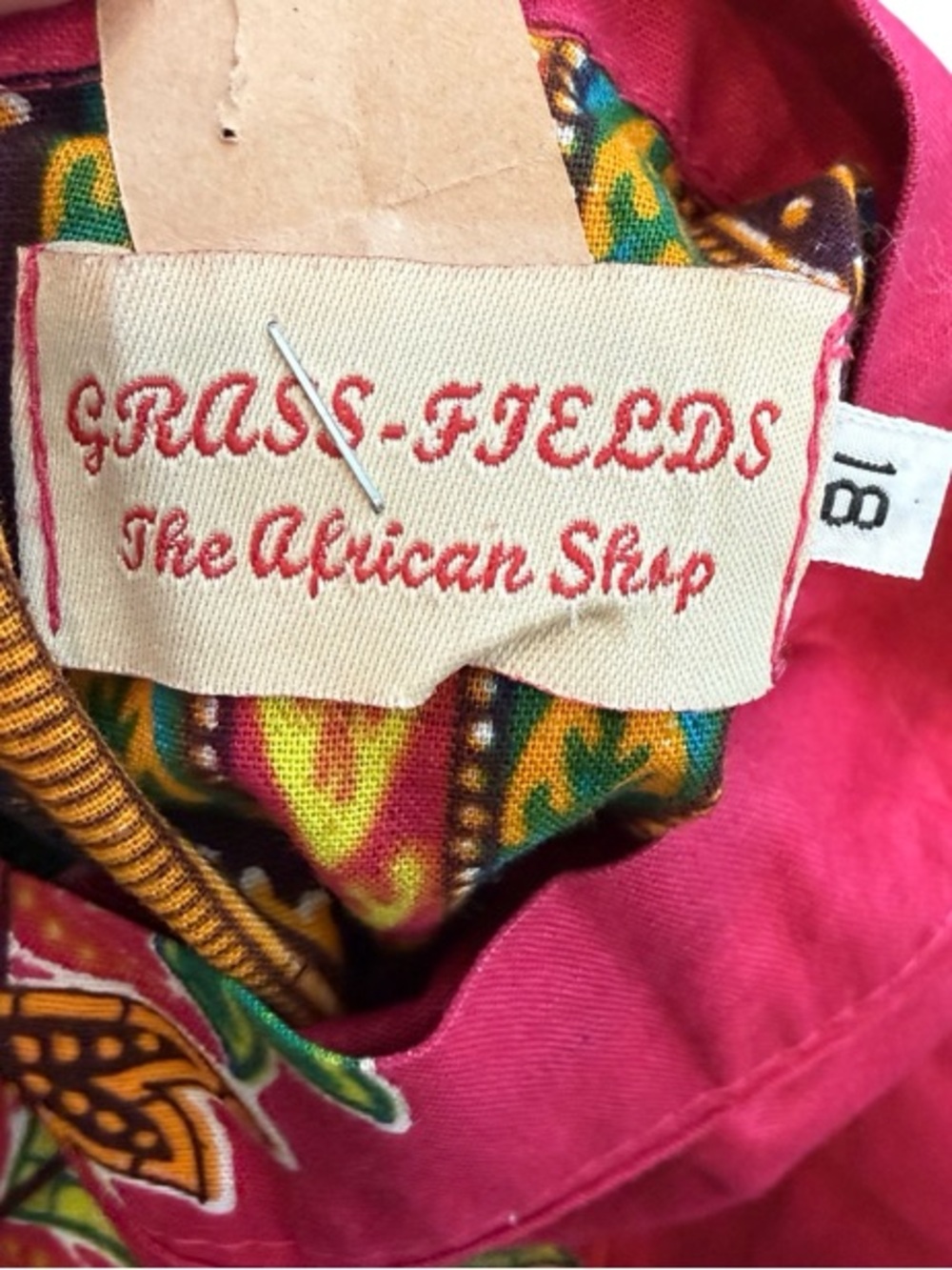 Sleeveless Magenta Maxi Dress with African Print Tie-Waist - Picture 3 of 15